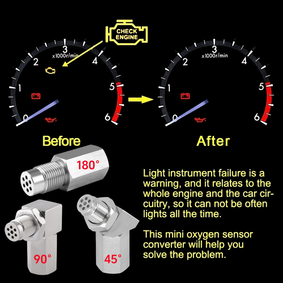 NEW 180° O2 Sensor Spacer Mini Catalizador Mini Catalytic Converter to Fix CEL P0420 P0430